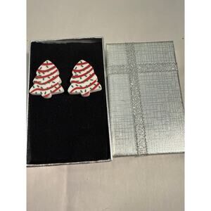 Christmas Tree Snack Cake Earrings 1 inch plastic